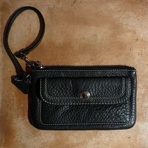 COACH Pebbled Black Leather Wristlet